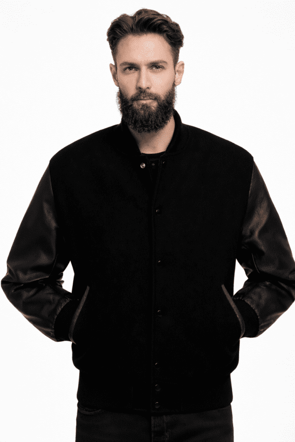 black varsity jacket